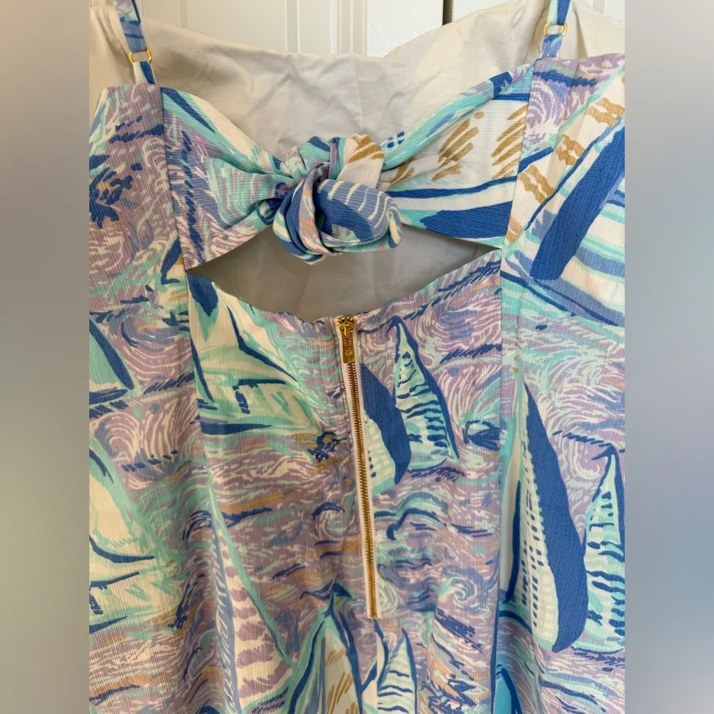 Lilly Pulitzer Shelli mini shift dress "Aboat Time" blue sailboat print Size 10 - Picture 4 of 5